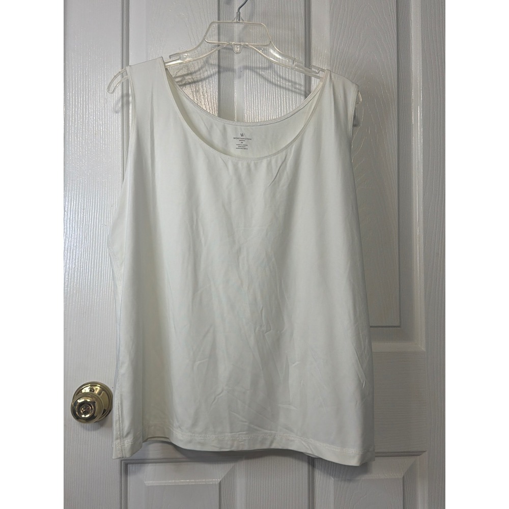 Worthington Woman White Sleeveless Scoop Neck Tank Top 2X